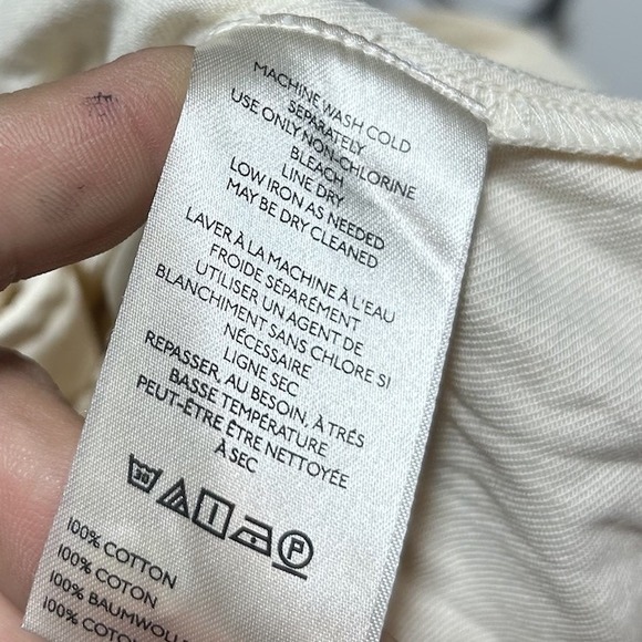 Anthropologie 2X Somerset Mini Dress Ivory Smocked Waist V-Neck - Picture 4 of 5